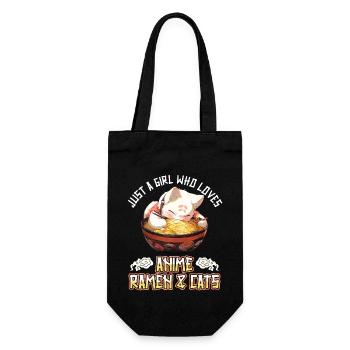 Just a Girl who loves Anime Ramen and Cats - Geschenkbeutel für Flaschen - Schwarz - Vorne