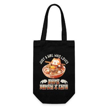 Just a Girl who loves Anime Ramen and Cats - Geschenkbeutel für Flaschen - Schwarz - Vorne
