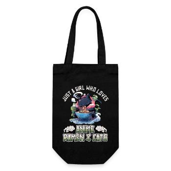 Just a Girl who loves Anime Ramen and Cats - Geschenkbeutel für Flaschen - Schwarz - Vorne