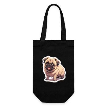 Mops Mops Hund Mops Geschenke Mops Liebhaber - Geschenkbeutel für Flaschen - Schwarz - Vorne