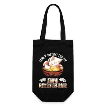 Easily distracted by Anime Ramen or Cats - Geschenkbeutel für Flaschen - Schwarz - Vorne