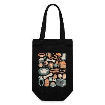 Dog Grooming Doodles Dog Pet Leash Food - Gift Bag for Bottles - black - Front