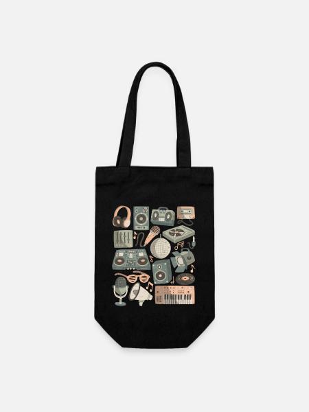 DJ Doodles Club Party Disco Nightlife Clubbing - Sac à bouteille - noir