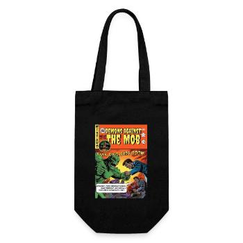 Retro Horror Comic - Dämonen gegen den Mob - Geschenkbeutel für Flaschen - Schwarz - Vorne