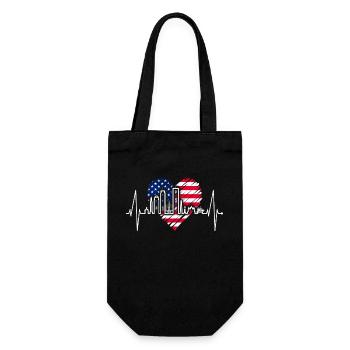 Boston Skyline Heartbeat USA Flag Heart Love - Gift Bag for Bottles - black - Front
