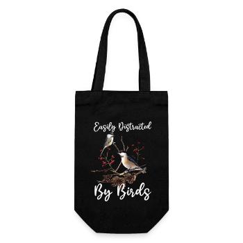 Easily Distracted By Birds Bird Lover - Gift Bag for Bottles - black - Front