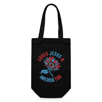 Liebt Jesus und Amerika auch Gott Christ - Geschenkbeutel für Flaschen - Schwarz - Vorne