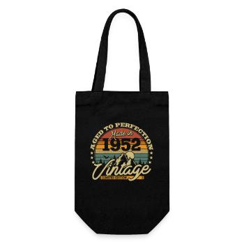 Vintage Geschenk 1952 - 71/72 Jahre - Geschenkbeutel für Flaschen - Schwarz - Vorne