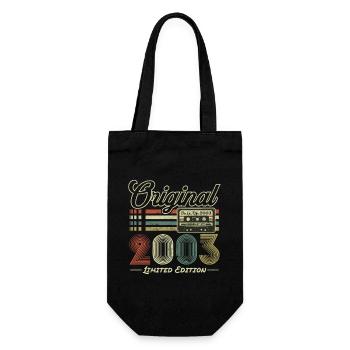 Original 2003 Vintage Jahrgang Retro Geburtstag - Geschenkbeutel für Flaschen - Schwarz - Vorne