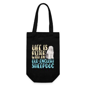 Old English Sheepdog Sheepie Bobtail - Gift Bag for Bottles - black - Front