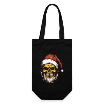 Weihnachtsmann Totenkopf Weihnachten - Geschenkbeutel für Flaschen - Schwarz - Vorne