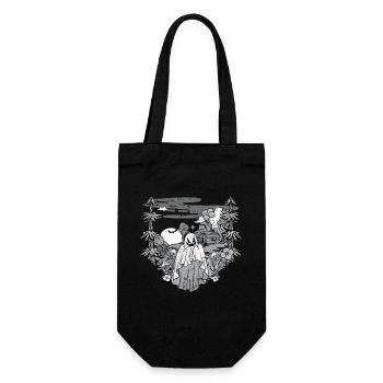 Forest Boo Ghost Spooky Season Mushroom - Geschenkbeutel für Flaschen - Schwarz - Vorne