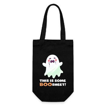 Drôle Boo Sheet Dire avec fantôme mignon - Sac à bouteille - noir - Devant