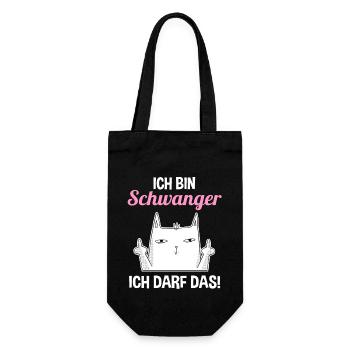 Katze Ich Bin Schwanger Ich Darf Das - Geschenkbeutel für Flaschen - Schwarz - Vorne