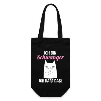 Schwangerschaft Katze Ich Bin Schwanger Ich Darf D - Geschenkbeutel für Flaschen - Schwarz - Vorne