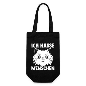 Ich Hasse Menschen Katze - Geschenkbeutel für Flaschen - Schwarz - Vorne
