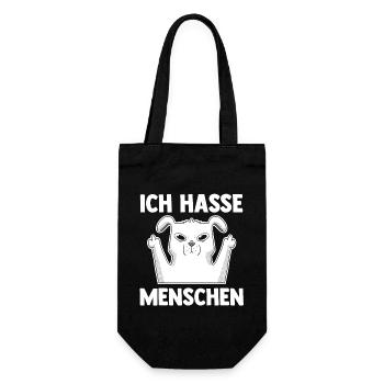 Hund Ich Hasse Menschen - Geschenkbeutel für Flaschen - Schwarz - Vorne