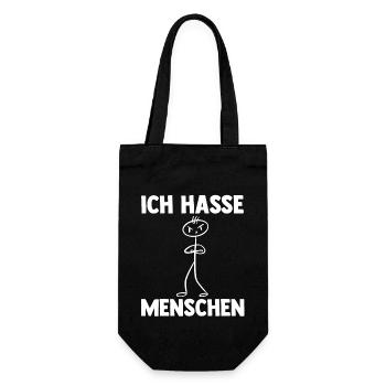 Ich Hasse Menschen - Geschenkbeutel für Flaschen - Schwarz - Vorne
