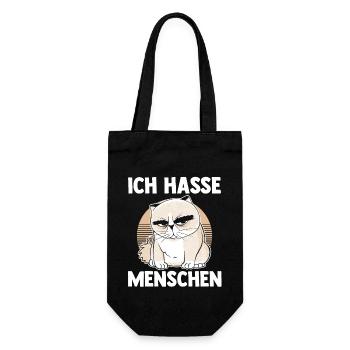 Ich Hasse Menschen Katze - Geschenkbeutel für Flaschen - Schwarz - Vorne