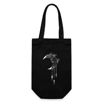 Mystical Wiccan design with crescent moon and flowers - Gift Bag for Bottles - black - Front
