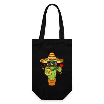Mexique Banjo Sombrero Hat Musicien Cactus - Sac à bouteille - noir - Devant