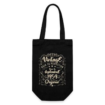 Born in September 1959. birthday September 1959. - Gift Bag for Bottles - black - Front