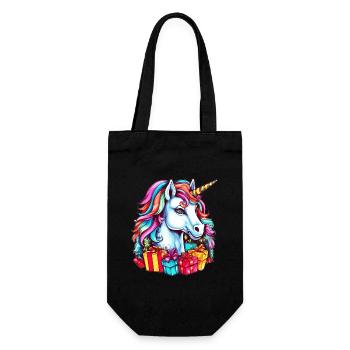 Einhorn Motto Weihnachtsfeier - Niedliches Einhorn - Geschenkbeutel für Flaschen - Schwarz - Vorne