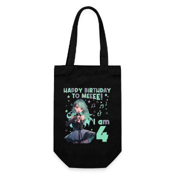 Anime Mandga K-Pop KPop Girl 4th Birthday - Gift Bag for Bottles - black - Front