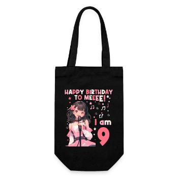 Anime Mandga K-Pop KPop Girl 9th Birthday - Gift Bag for Bottles - black - Front