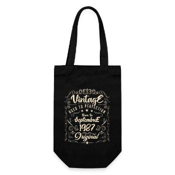 Born in September 1987. Birthday September 1987. - Gift Bag for Bottles - black - Front