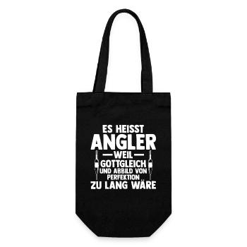 Angel Fischen Angeln Angler - Geschenkbeutel für Flaschen - Schwarz - Vorne
