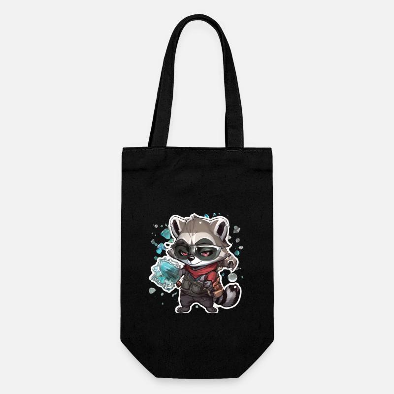 Waschbär - Geschenkbeutel für Flaschen - Schwarz