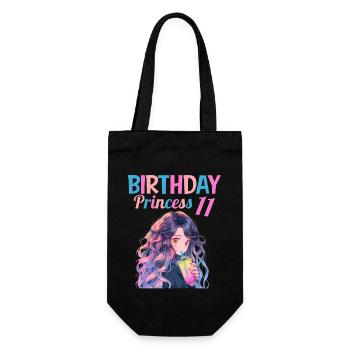 Anime Mandga Boba Bubble Tea 11. Geburtstag - Geschenkbeutel für Flaschen - Schwarz - Vorne