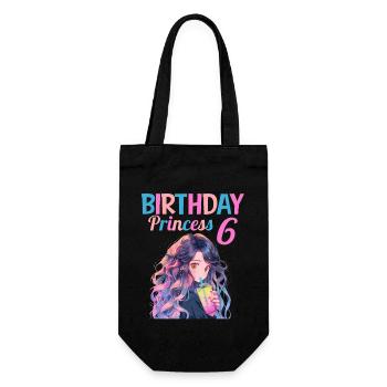 Anime Mandga Boba Bubble Tea 6th Birthday - Gift Bag for Bottles - black - Front