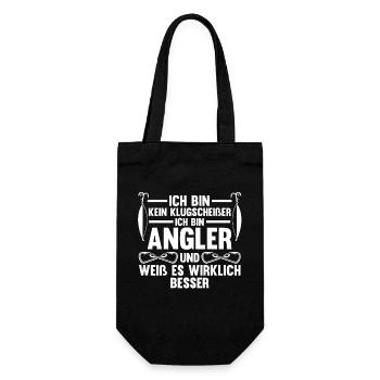 Angel Fischen Angeln Angler - Geschenkbeutel für Flaschen - Schwarz - Vorne