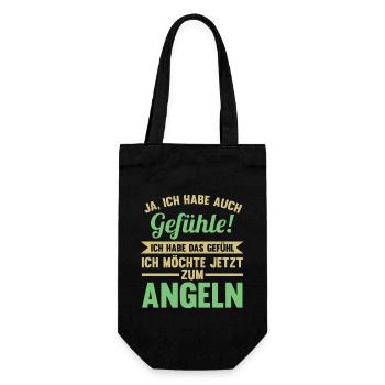 Angel Fischen Angeln Angler - Geschenkbeutel für Flaschen - Schwarz - Vorne
