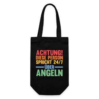 Angel Fischen Angeln Angler - Geschenkbeutel für Flaschen - Schwarz - Vorne