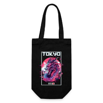 Tokio Asien 80er Japanischer Retro Drache Drachen - Geschenkbeutel für Flaschen - Schwarz - Vorne