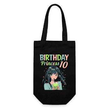 Anime Mandga Boba Bubble Tea 10th Birthday - Gift Bag for Bottles - black - Front