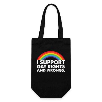 I Support Gay Rights and Gay Wrongs Gays - Gift Bag for Bottles - black - Front
