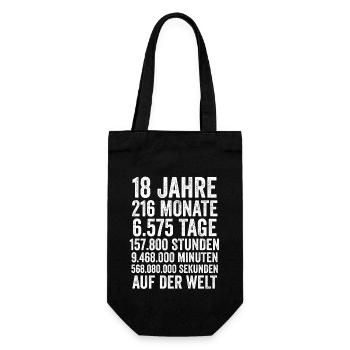 18 Jahre Volljährig Achtzehnter Geburtstag - Geschenkbeutel für Flaschen - Schwarz - Vorne