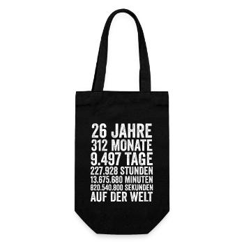 26 Jahre Sechsundzwanzigster Geburtstag - Geschenkbeutel für Flaschen - Schwarz - Vorne