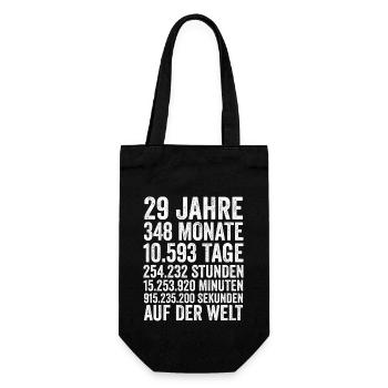 29 Jahre Neunundzwanzigster Geburtstag - Geschenkbeutel für Flaschen - Schwarz - Vorne
