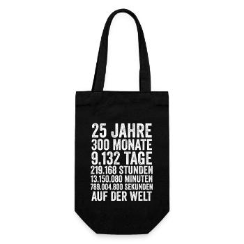 25 Jahre Fünfundzwanzigster Geburtstag - Geschenkbeutel für Flaschen - Schwarz - Vorne