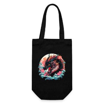 Tokio Asien 80er Japanischer Retro Drache Drachen - Geschenkbeutel für Flaschen - Schwarz - Vorne