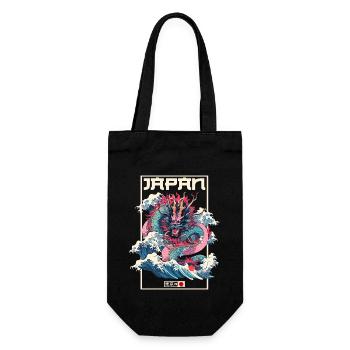 Tokio Asien 80er Japanischer Retro Drache Drachen - Geschenkbeutel für Flaschen - Schwarz - Vorne
