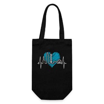 Seattle Skyline Heartbeat USA Fan Heart Pulse Love - Gift Bag for Bottles - black - Front