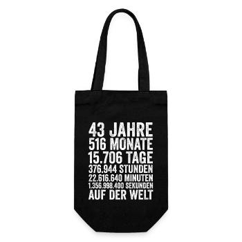43 Jahre Fünfundvierzigster Geburtstag - Geschenkbeutel für Flaschen - Schwarz - Vorne