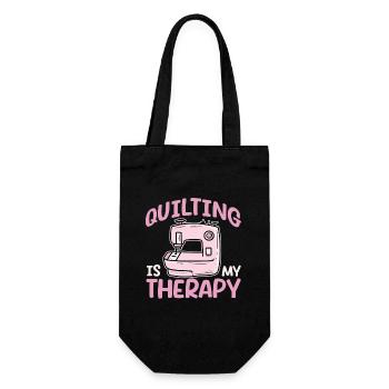 Quilting is my therapy Seamstress Sewing Quilter - Gift Bag for Bottles - black - Front