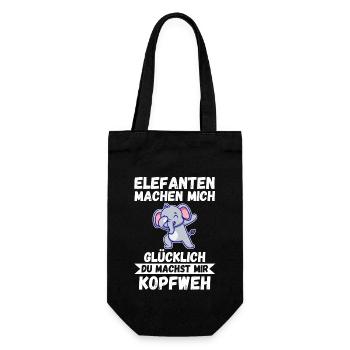 Elefant Elefanten - Geschenkbeutel für Flaschen - Schwarz - Vorne